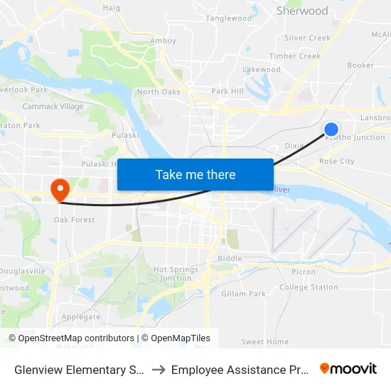 Glenview Elementary School to Employee Assistance Program map