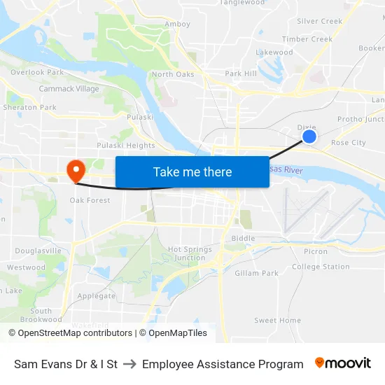 Sam Evans Dr & I St to Employee Assistance Program map