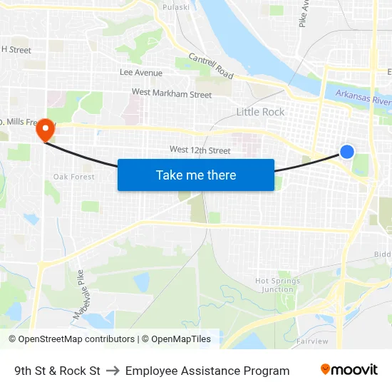 9th St & Rock St to Employee Assistance Program map