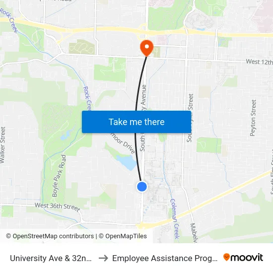 University Ave & 32nd St to Employee Assistance Program map