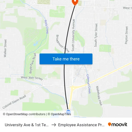 University Ave & 1st Tee Way to Employee Assistance Program map