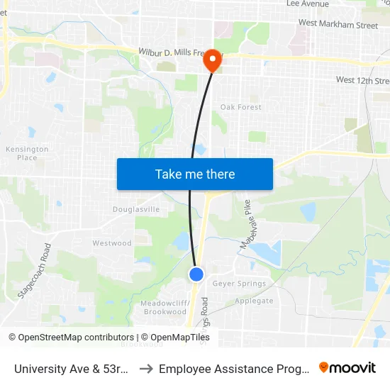 University Ave & 53rd St to Employee Assistance Program map