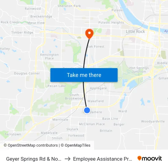 Geyer Springs Rd & Nova Ln to Employee Assistance Program map