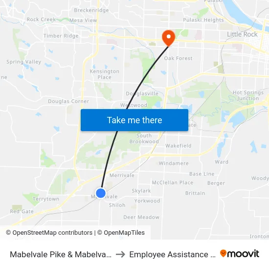 Mabelvale Pike & Mabelvale Main St to Employee Assistance Program map