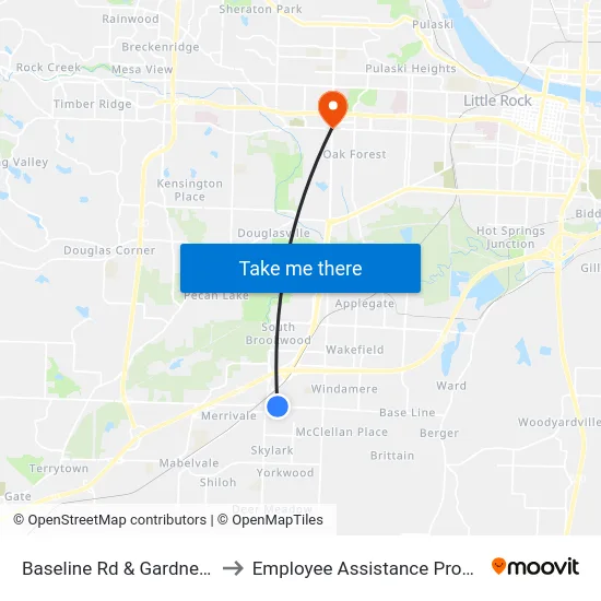 Baseline Rd & Gardner Rd to Employee Assistance Program map