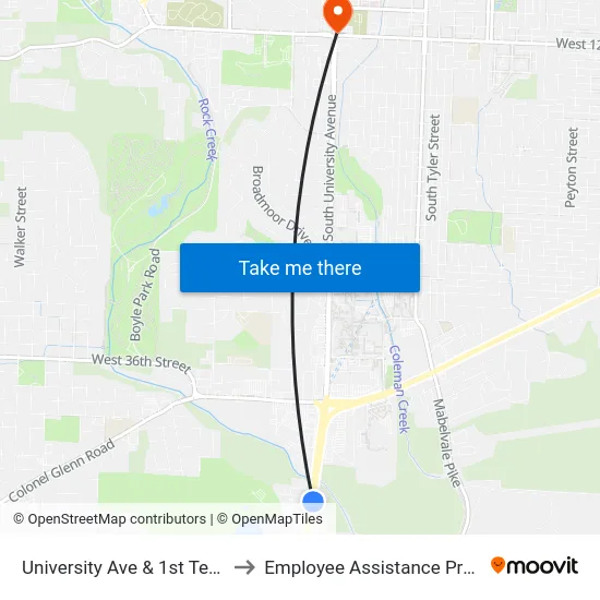 University Ave & 1st Tee Way to Employee Assistance Program map
