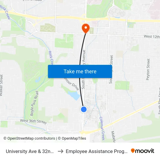 University Ave & 32nd St to Employee Assistance Program map