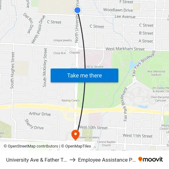 University Ave & Father Tribou St to Employee Assistance Program map