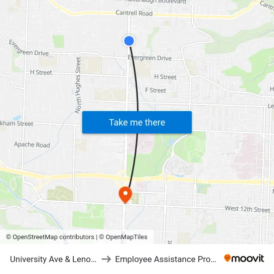 University Ave & Lenon Dr to Employee Assistance Program map