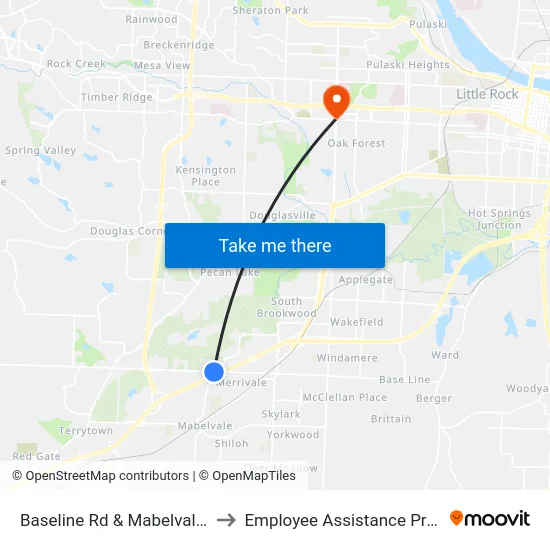 Baseline Rd & Mabelvale Pike to Employee Assistance Program map