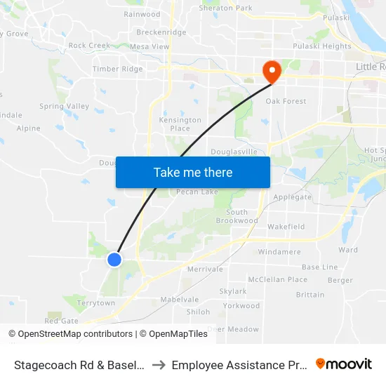 Stagecoach Rd & Baseline Rd to Employee Assistance Program map