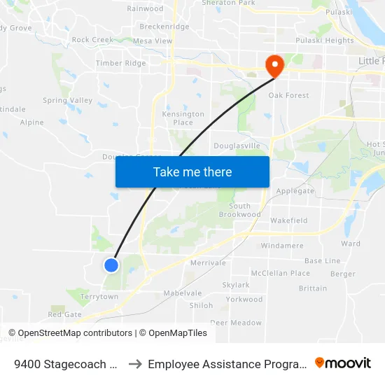 9400 Stagecoach Rd to Employee Assistance Program map