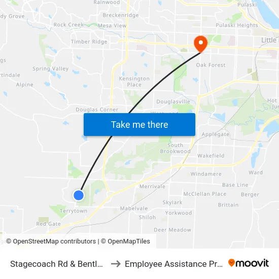 Stagecoach Rd & Bentley Blvd to Employee Assistance Program map