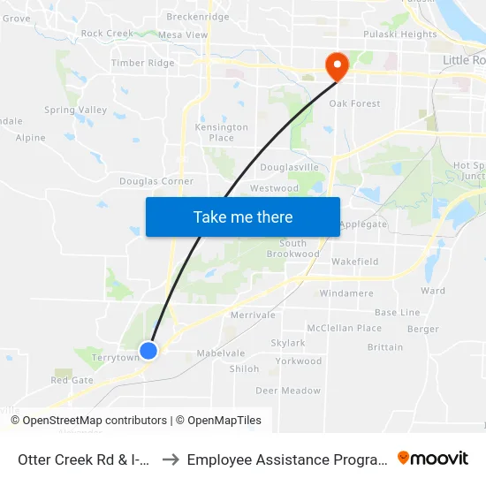 Otter Creek Rd & I-30 to Employee Assistance Program map
