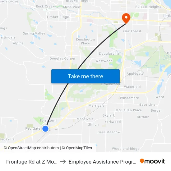 Frontage Rd at Z Motel to Employee Assistance Program map
