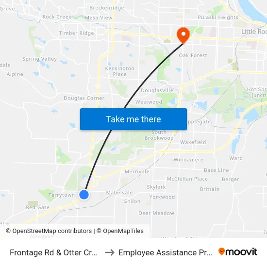 Frontage Rd & Otter Creek Rd to Employee Assistance Program map