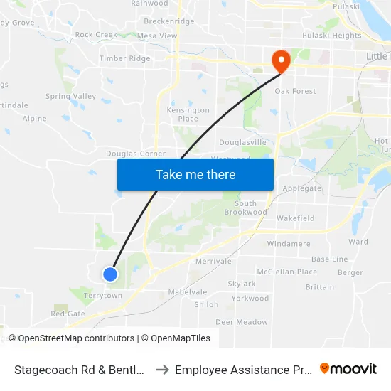 Stagecoach Rd & Bentley Blvd to Employee Assistance Program map