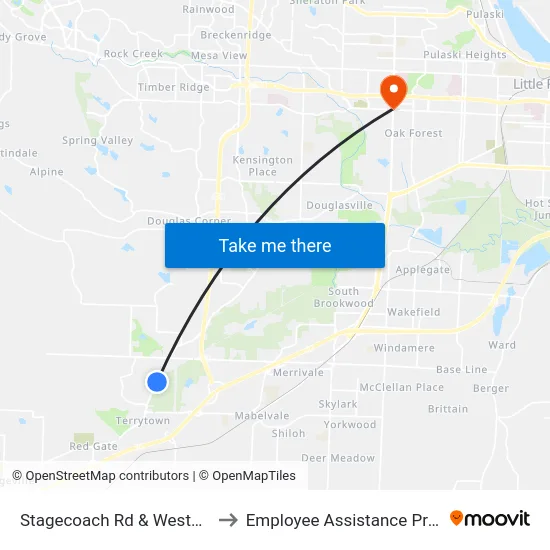 Stagecoach Rd & Westfield Dr to Employee Assistance Program map