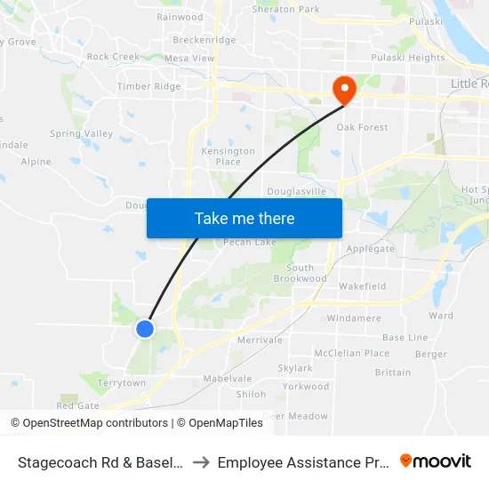 Stagecoach Rd & Baseline Rd to Employee Assistance Program map