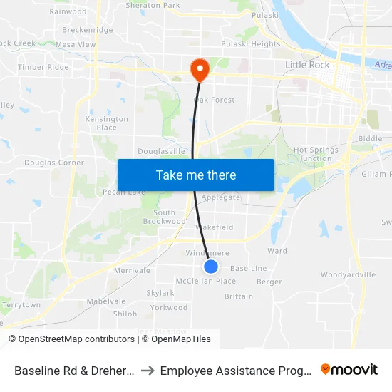 Baseline Rd & Dreher Ln to Employee Assistance Program map