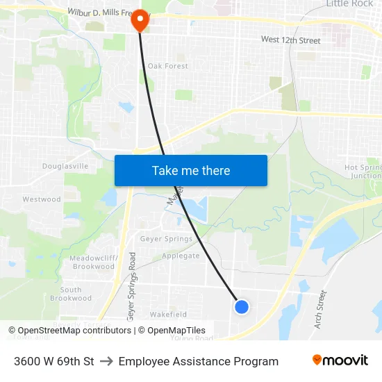 3600 W 69th St to Employee Assistance Program map