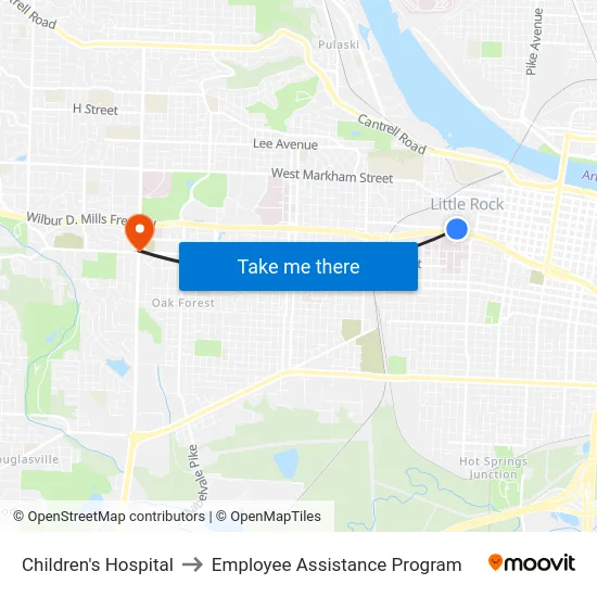 Children's Hospital to Employee Assistance Program map