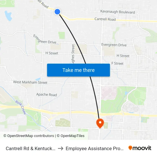 Cantrell Rd & Kentucky St to Employee Assistance Program map