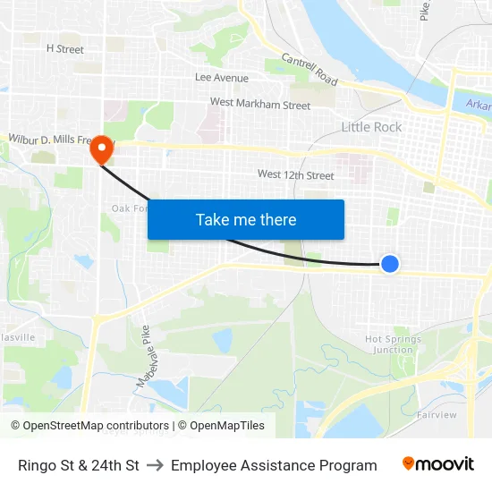 Ringo St & 24th St to Employee Assistance Program map