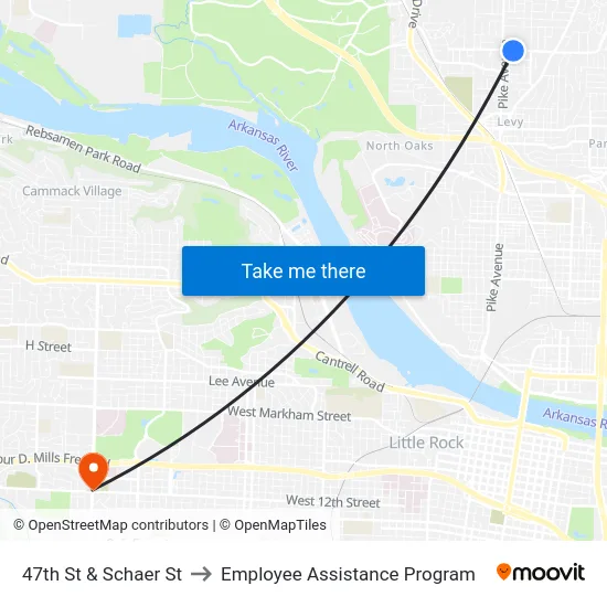 47th St & Schaer St to Employee Assistance Program map