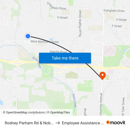Rodney Parham Rd & Nob Hill Cove to Employee Assistance Program map