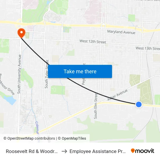 Roosevelt Rd & Woodrow St to Employee Assistance Program map