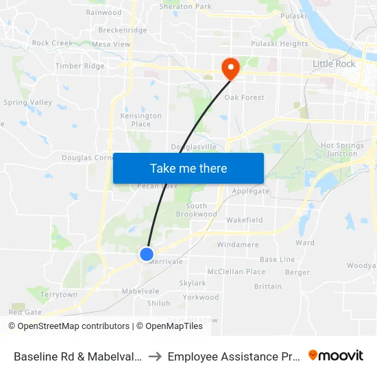 Baseline Rd & Mabelvale Pike to Employee Assistance Program map