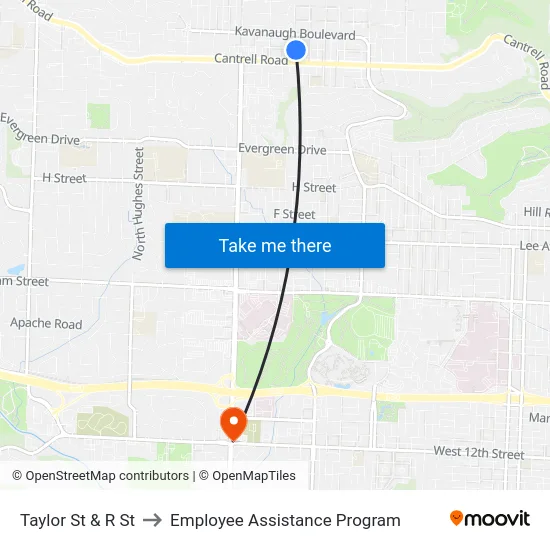 Taylor St & R St to Employee Assistance Program map