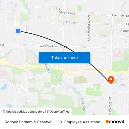 Rodney Parham & Reservoir Ar Dept Rev to Employee Assistance Program map