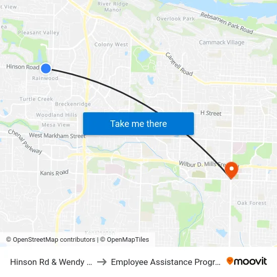 Hinson Rd & Wendy Rd to Employee Assistance Program map