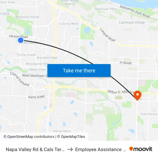 Napa Valley Rd & Cals Terry Branch to Employee Assistance Program map