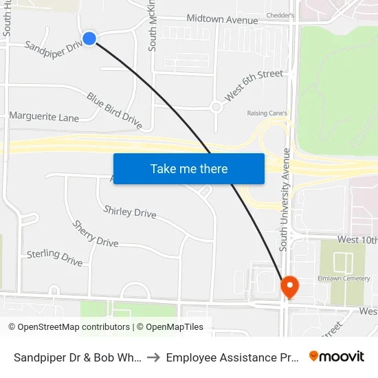 Sandpiper Dr & Bob White Dr to Employee Assistance Program map