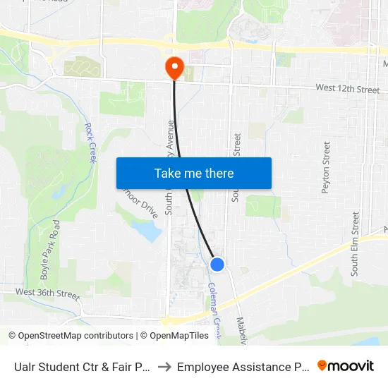 Ualr Student Ctr & Fair Park Ave to Employee Assistance Program map