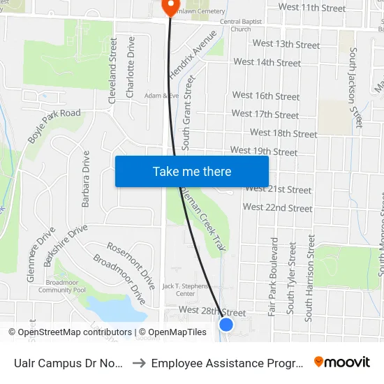 Ualr Campus Dr North to Employee Assistance Program map