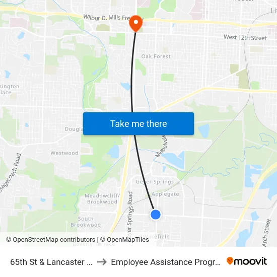 65th St & Lancaster Rd to Employee Assistance Program map
