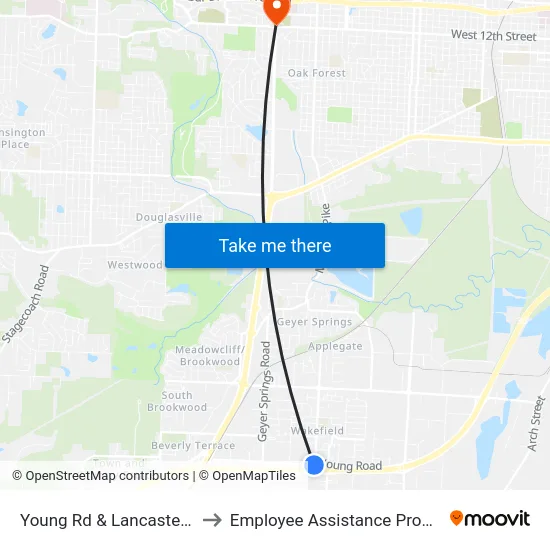 Young Rd & Lancaster Rd to Employee Assistance Program map