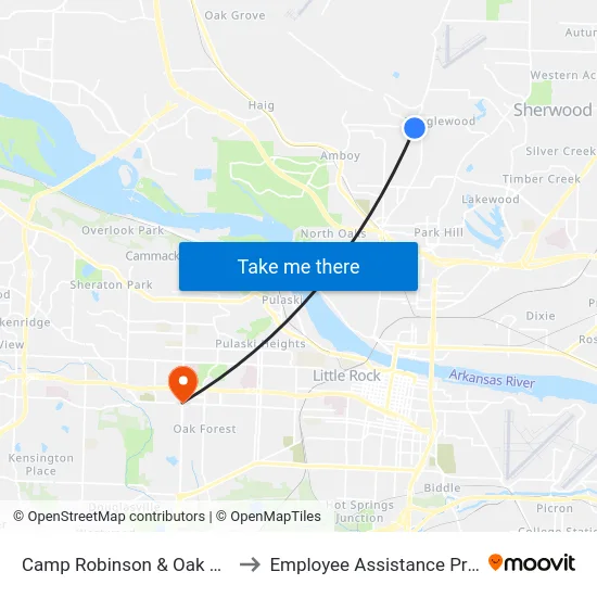 Camp Robinson & Oak View Dr to Employee Assistance Program map