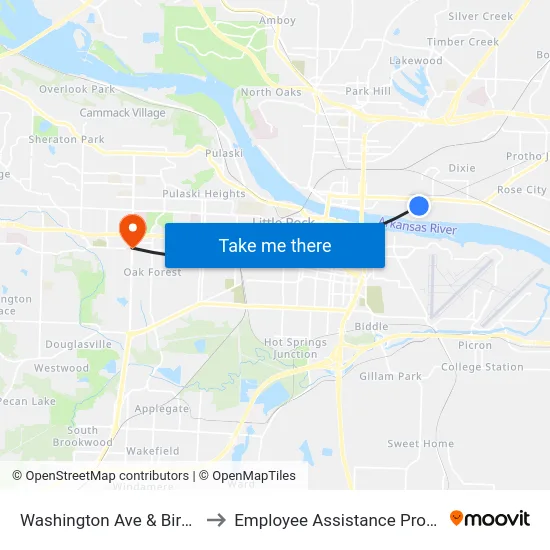 Washington Ave & Birch St to Employee Assistance Program map