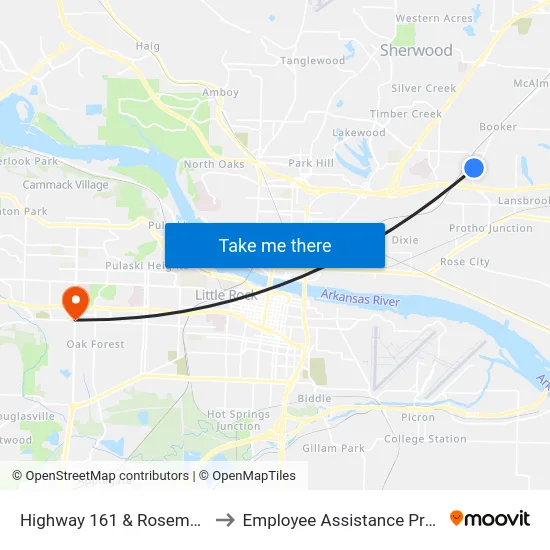 Highway 161 & Rosemary Rd to Employee Assistance Program map