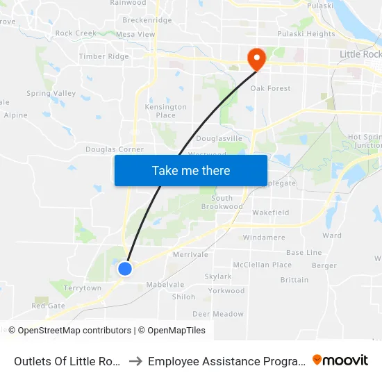 Outlets Of Little Rock to Employee Assistance Program map