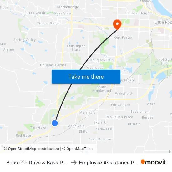 Bass Pro Drive & Bass Pro Pkwy to Employee Assistance Program map