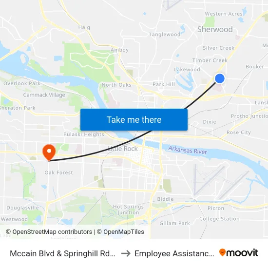 Mccain Blvd & Springhill Rd (Westbound) to Employee Assistance Program map