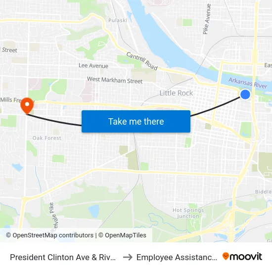 President Clinton Ave & River Market Ave to Employee Assistance Program map