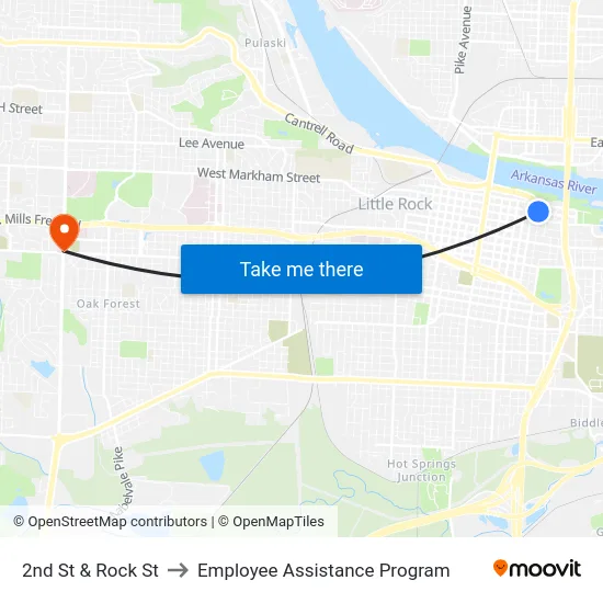 2nd St & Rock St to Employee Assistance Program map