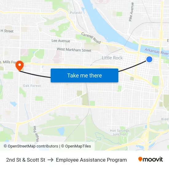 2nd St & Scott St to Employee Assistance Program map